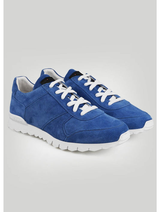 Kiton Light Blue Leather Suede Sneakers