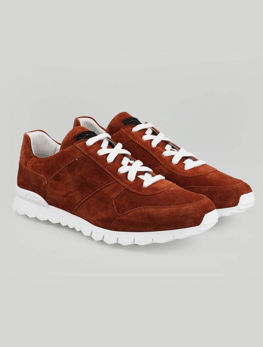Kiton Brown Leather Suede Sneakers