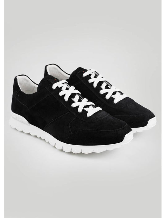 Kiton Black Leather Suede Sneakers