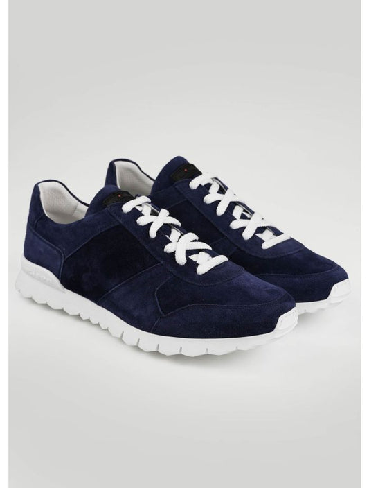 Kiton Blue Leather Suede Sneakers