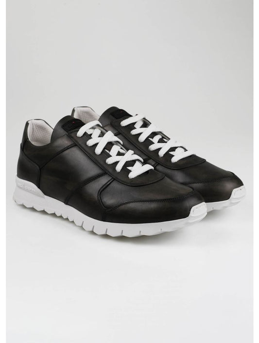 Kiton Dark Gray Leather Sneakers