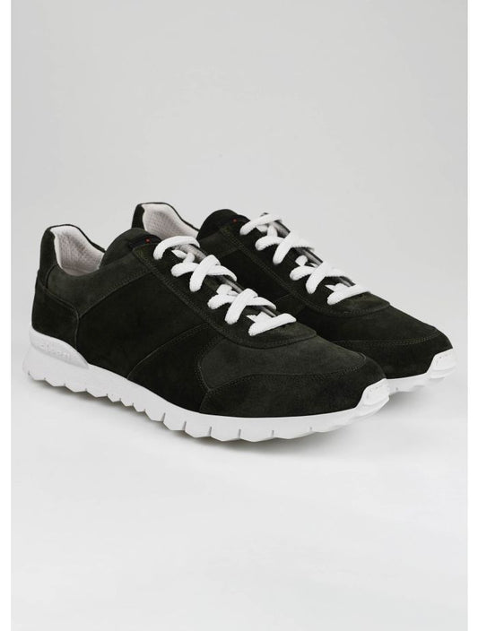 Kiton Green Leather Suede Sneakers