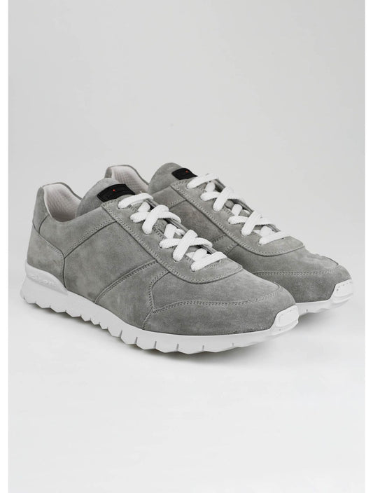 Kiton Gray Leather Suede Sneakers