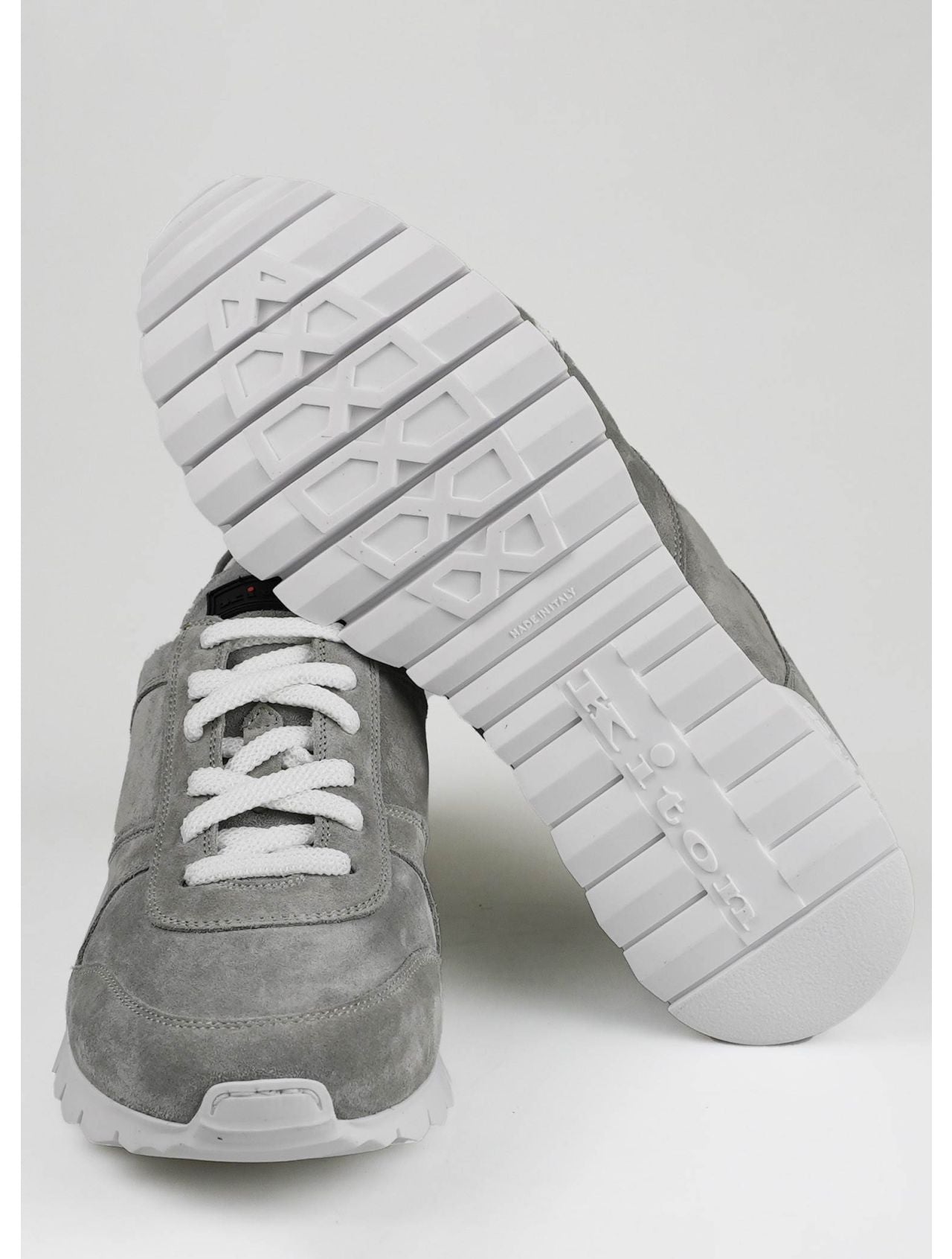 Kiton Gray Leather Suede Sneakers