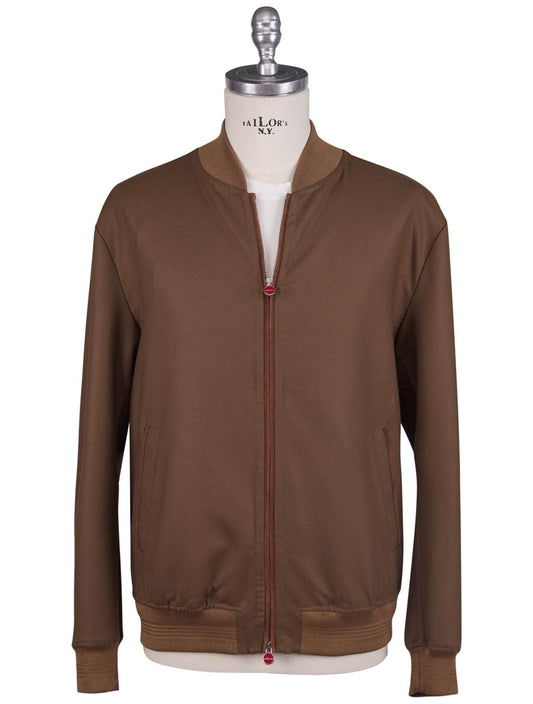 Kiton Brown Leather Suede Coat