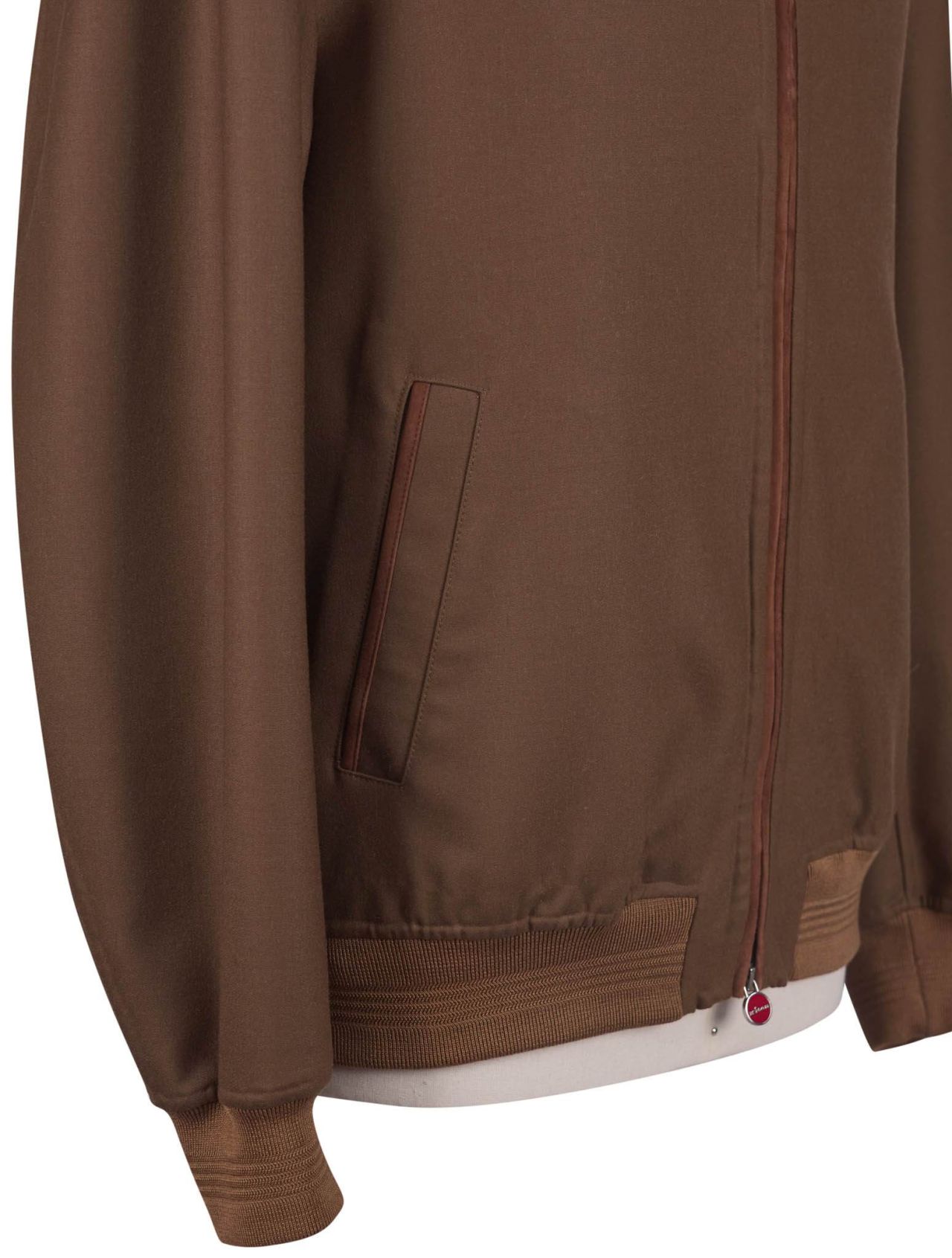 Kiton Brown Leather Suede Coat
