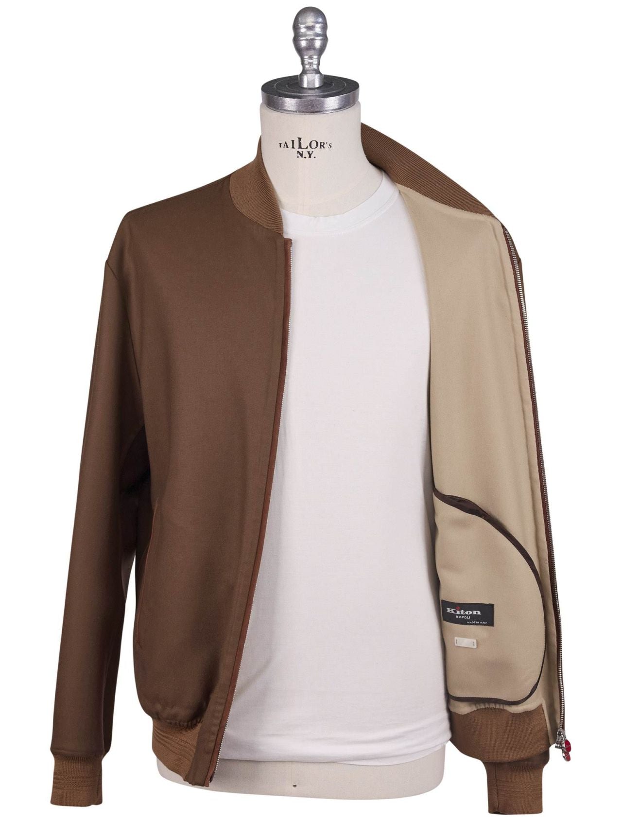Kiton Brown Leather Suede Coat