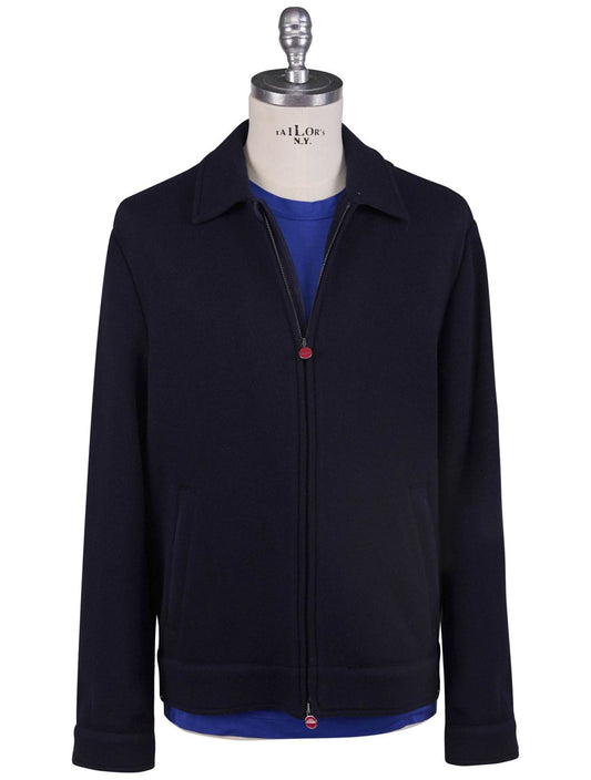 Kiton Blue Wool Cashmere Pa Coat