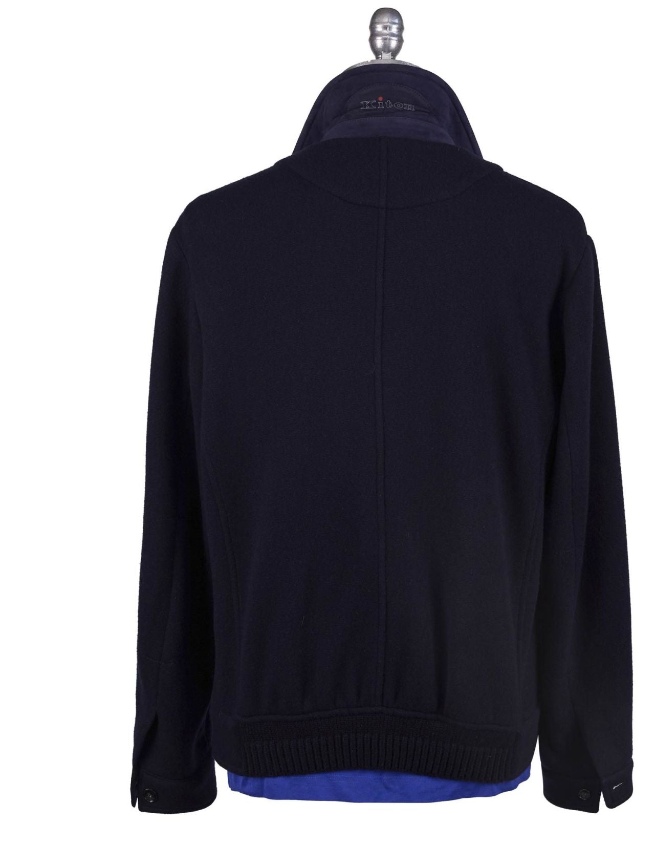 Kiton Blue Wool Cashmere Pa Coat