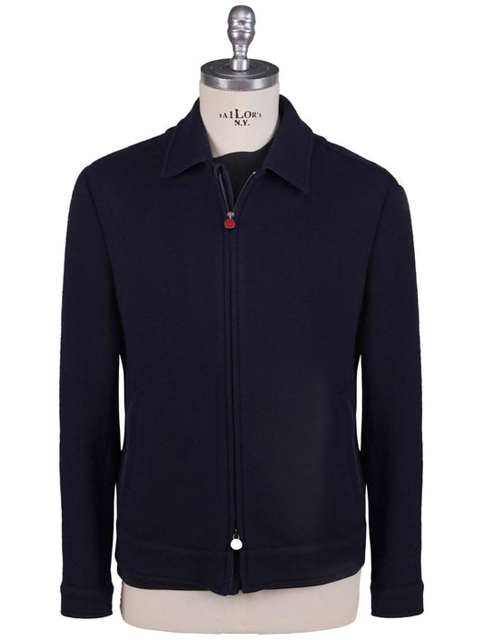 Kiton Blue Wool Cashmere Pa Coat