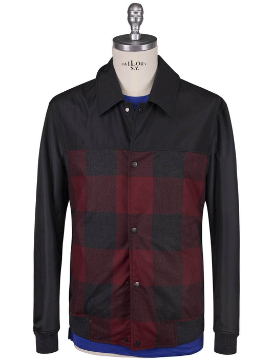 Kiton Burgundy Black Virgin Wool Cashmere Coat