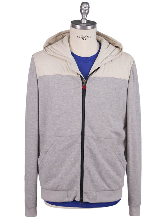 Kiton Gray Cotton Ea Pl Coat