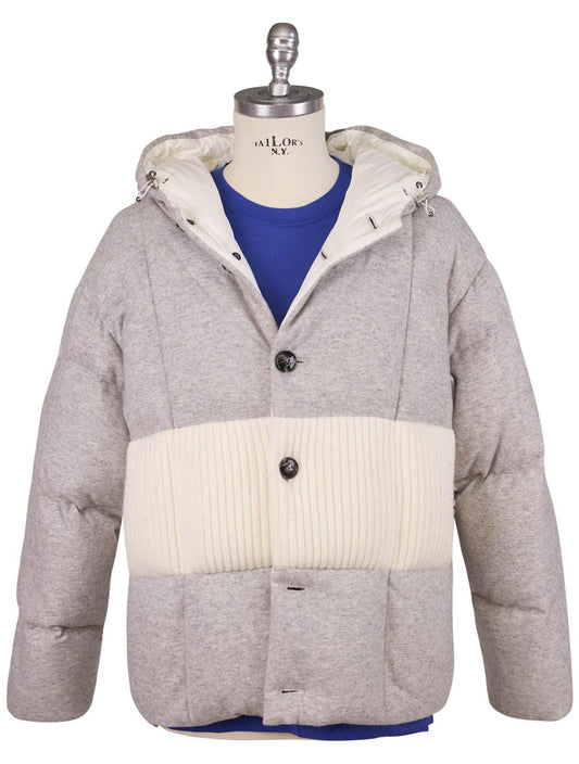 Kiton Gray White Cashmere Coat