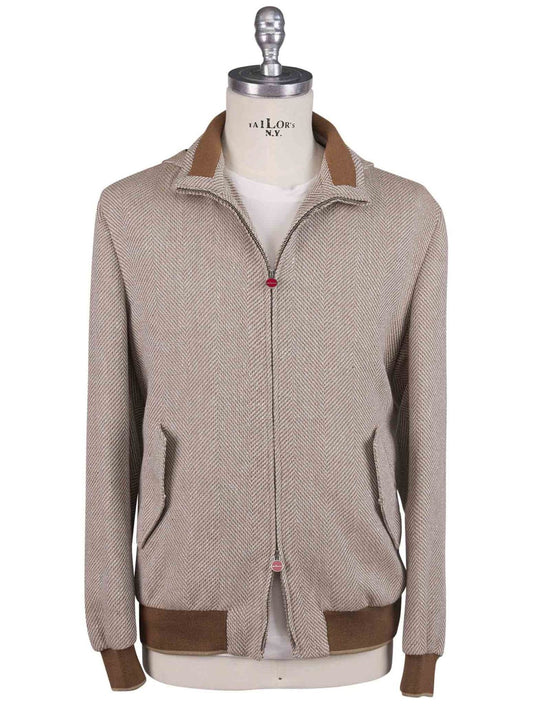 Kiton Beige Brown Cashmere Linen Coat